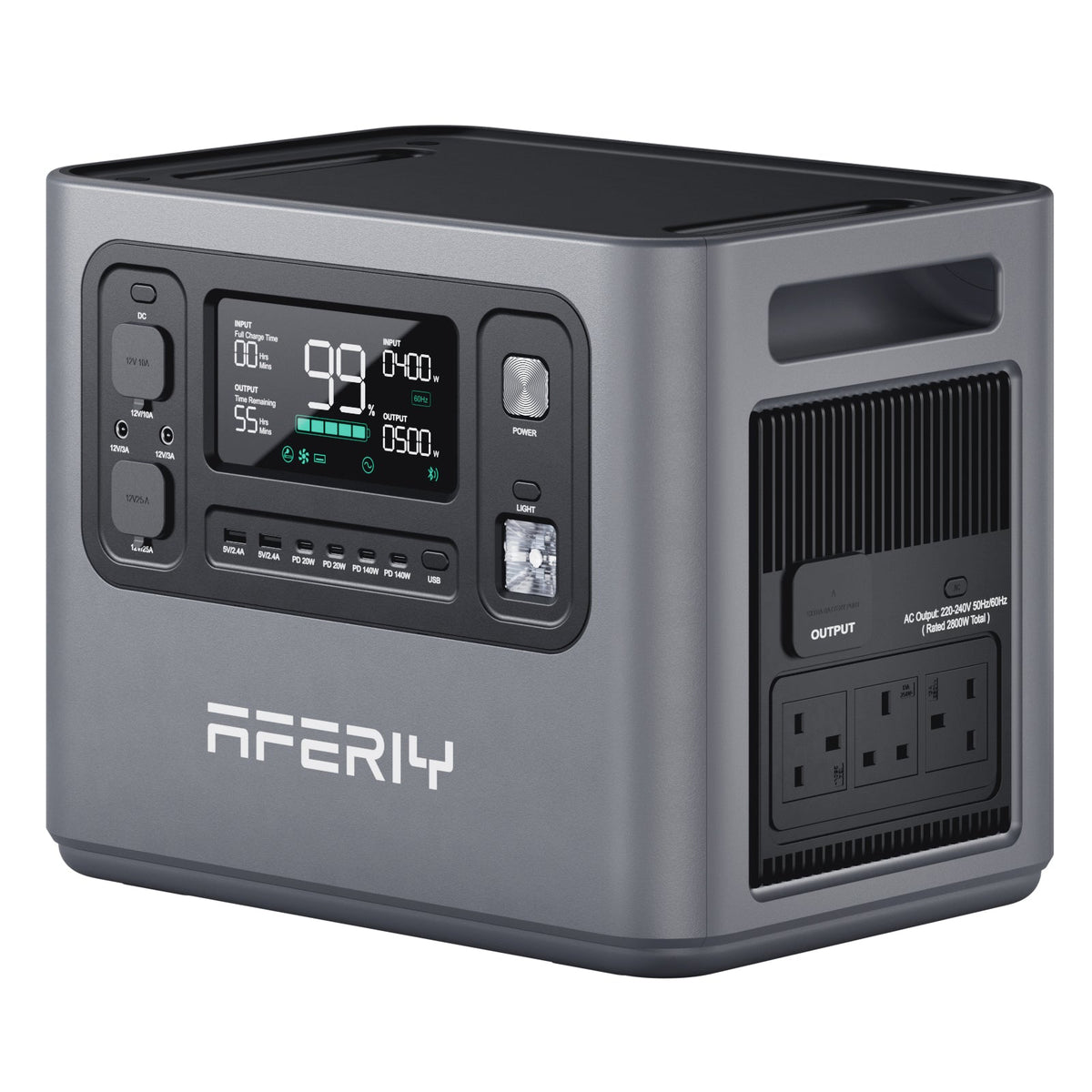 AFERIY P280 front view with digital display and outputs